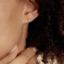 Histoire d'Or Boucles D'oreilles Puces Daria Serti Clos Or Blanc Oxyde De Zirconium Outlet