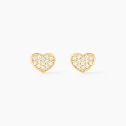 Histoire d'Or Boucles D'oreilles Puces Daria Coeur Plein Or Jaune Oxyde De Zirconium Online
