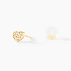 Histoire d'Or Boucles D'oreilles Puces Daria Coeur Plein Or Jaune Oxyde De Zirconium Online