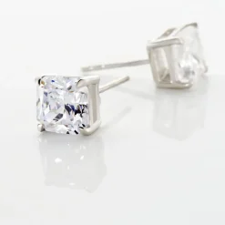 Histoire d'Or Boucles D'oreilles Puces Doreen Carre Or Blanc Oxyde De Zirconium New