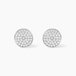 Histoire d'Or Boucles D'oreilles Puces Darwin Argent Blanc Oxyde
