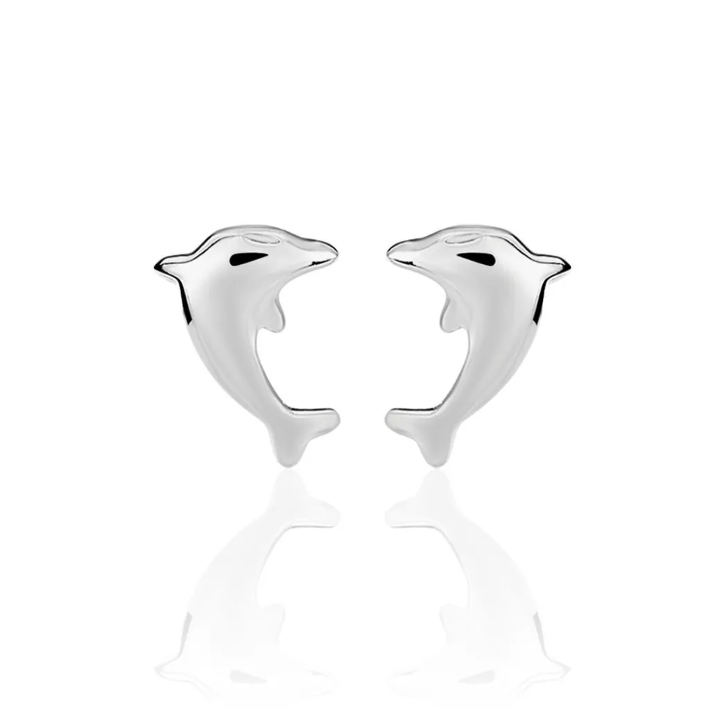 Histoire d'Or Boucles D'oreilles Puces Dauphinos Argent Blanc Sale