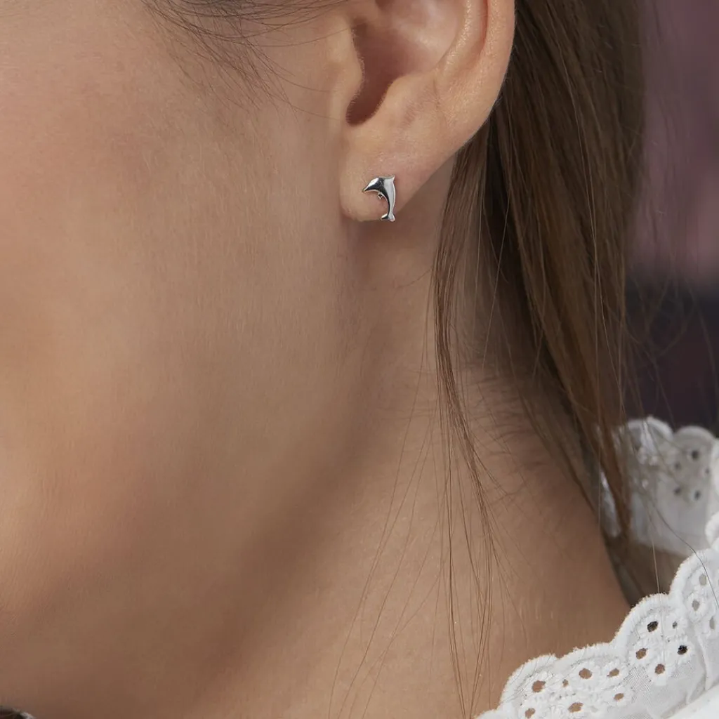 Histoire d'Or Boucles D'oreilles Puces Dauphinos Argent Blanc Sale