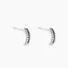 Histoire d'Or Boucles D'oreilles Puces Demi Lune Or Blanc Diamant Hot