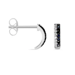 Histoire d'Or Boucles D'oreilles Puces Demi Lune Or Blanc Diamant Hot