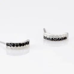 Histoire d'Or Boucles D'oreilles Puces Demi Lune Or Blanc Diamant Hot