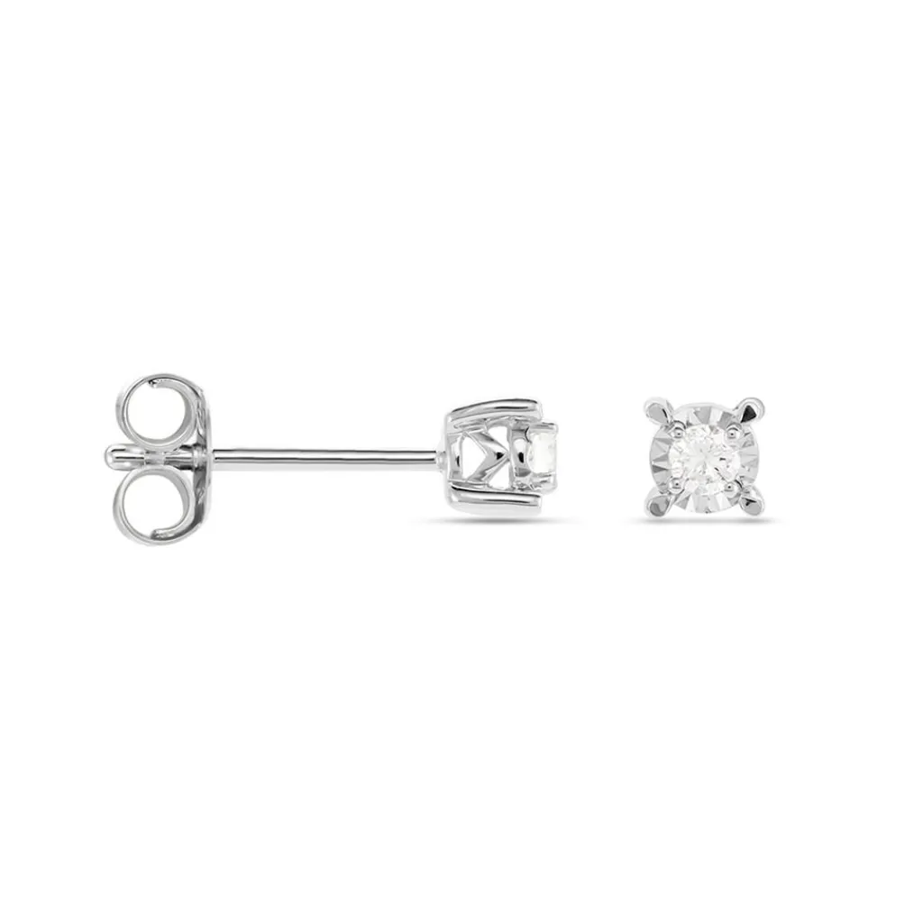 Histoire d'Or Boucles D'oreilles Puces Diamotion or blanc diamant Discount