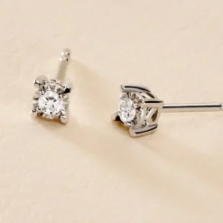 Histoire d'Or Boucles D'oreilles Puces Diamotion or blanc diamant Discount