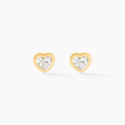 Histoire d'Or Boucles D'oreilles Puces Daria C艙ur 0 Or Jaune Strass Hot