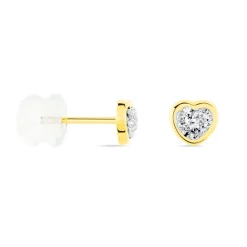 Histoire d'Or Boucles D'oreilles Puces Daria C艙ur 0 Or Jaune Strass Hot