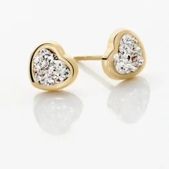 Histoire d'Or Boucles D'oreilles Puces Daria C艙ur 0 Or Jaune Strass Hot