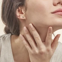 Histoire d'Or Boucles D'oreilles Puces Daria C艙ur 0 Or Jaune Strass Hot