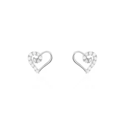 Histoire d'Or Boucles D'oreilles Puces Daria C艙ur De Zirconium or blanc oxyde Discount