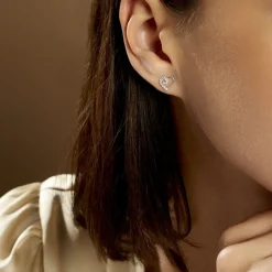 Histoire d'Or Boucles D'oreilles Puces Daria C艙ur De Zirconium or blanc oxyde Discount