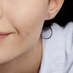 Histoire d'Or Boucles D'oreilles Puces daria Serti Griffe 3 Or Jaune Oxyde New