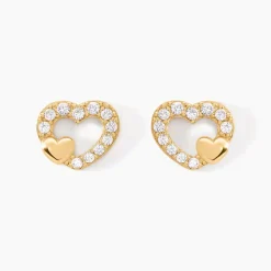 Histoire d'Or Boucles D'oreilles Puces Daria Double Coeurs Or Jaune Oxyde Clearance