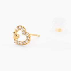 Histoire d'Or Boucles D'oreilles Puces Daria Double Coeurs Or Jaune Oxyde Clearance