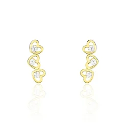 Histoire d'Or Boucles D'oreilles Puces Daria Coeur Triple Or Jaune Oxyde
