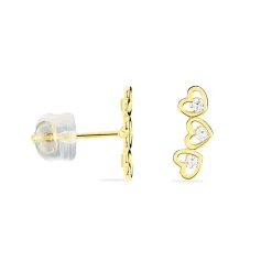 Histoire d'Or Boucles D'oreilles Puces Daria Coeur Triple Or Jaune Oxyde