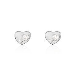 Histoire d'Or Boucles D'oreilles Puces Daria Coeur Plein Or Blanc Oxyde De Zirconium Clearance