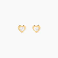 Histoire d'Or Boucles D'oreilles Puces Daria Coeur Plein Or Jaune Oxyde De Zirconium Discount