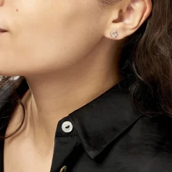 Histoire d'Or Boucles D'oreilles Puces Daria Double Coeurs Or Blanc Oxyde Sale