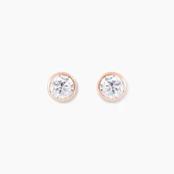 Histoire d'Or Boucles D'oreilles Puces Daria Serti Clos Or Rose Oxyde De Zirconium Sale