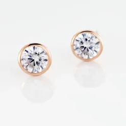 Histoire d'Or Boucles D'oreilles Puces Daria Serti Clos Or Rose Oxyde De Zirconium Sale