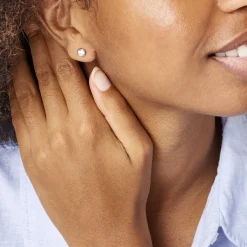 Histoire d'Or Boucles D'oreilles Puces Daria Serti Clos Or Rose Oxyde De Zirconium Sale