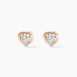 Histoire d'Or Boucles D'oreilles Puces Daria C艙ur 0 Or Rose Strass Online