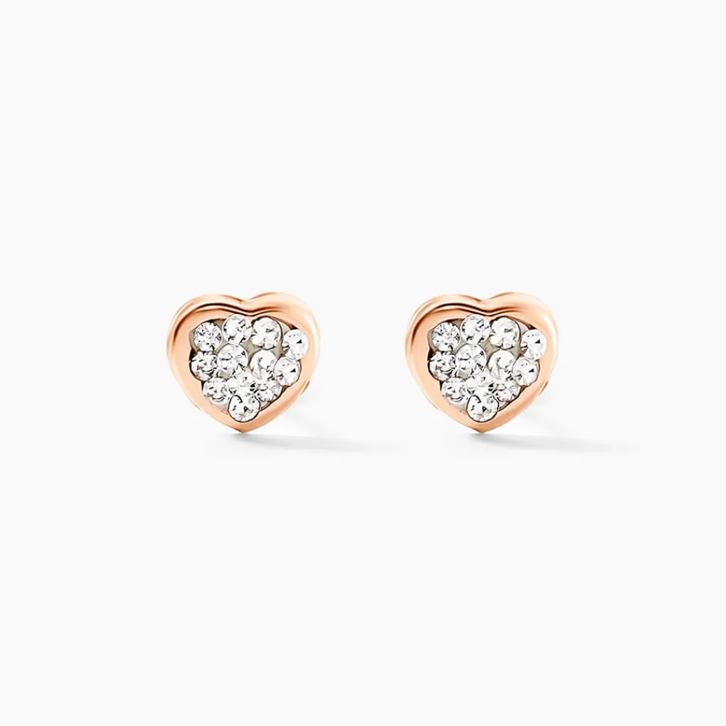 Histoire d'Or Boucles D'oreilles Puces Daria C艙ur 0 Or Rose Strass Online