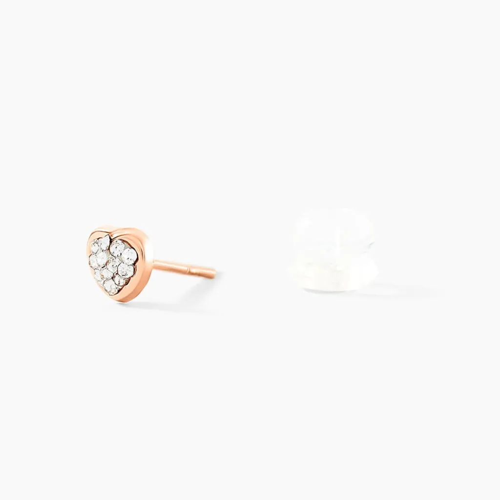 Histoire d'Or Boucles D'oreilles Puces Daria C艙ur 0 Or Rose Strass Online