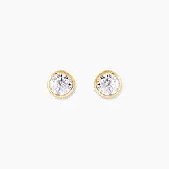 Histoire d'Or Boucles D'oreilles Puces Daria Serti Clos Or Jaune Oxyde De Zirconium Sale