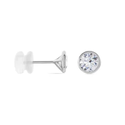 Histoire d'Or Boucles D'oreilles Puces Daria Serti Clos Or Blanc Oxyde De Zirconium Sale