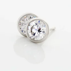 Histoire d'Or Boucles D'oreilles Puces Daria Serti Clos Or Blanc Oxyde De Zirconium Sale