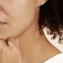 Histoire d'Or Boucles D'oreilles Puces Daria Serti Clos Or Blanc Oxyde De Zirconium Sale