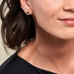 Histoire d'Or Boucles D'oreilles Puces Delroy Plaque Or Jaune Agate Clearance