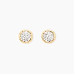 Histoire d'Or Boucles D'oreilles Puces Edmee Cercle 0 Or Jaune Strass Online