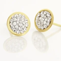 Histoire d'Or Boucles D'oreilles Puces Edmee Cercle 0 Or Jaune Strass Online