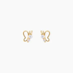 Histoire d'Or Boucles D'oreilles Puces Evaelle Papillon Or Jaune Oxyde De Zirconium Hot