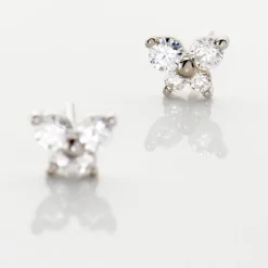 Histoire d'Or Boucles D'oreilles Puces Eleanor Fleur Or Blanc Oxyde De Zirconium Outlet