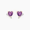 Histoire d'Or Boucles D'oreilles Puces Eva Or Jaune Amethyste Et Oxyde De Zirconium