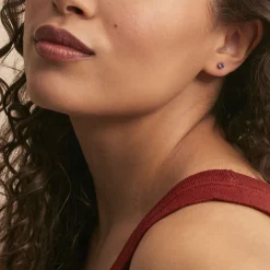 Histoire d'Or Boucles D'oreilles Puces Elea Serti Griffes 3 Or Blanc Amethyste Best