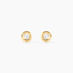 Histoire d'Or Boucles D'oreilles Puces Eden Serti Pneu Or Jaune Oxyde De Zirconium New