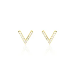 Histoire d'Or Boucles D'oreilles Puces Enimia Motif V Or Jaune Oxyde De Zirconium Discount