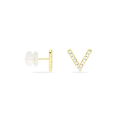 Histoire d'Or Boucles D'oreilles Puces Enimia Motif V Or Jaune Oxyde De Zirconium Discount