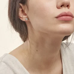 Histoire d'Or Boucles D'oreilles Puces Eden Serti Pneu Or Blanc Oxyde De Zirconium Hot