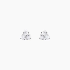 Histoire d'Or Boucles D'oreilles Puces Eleanor Fleur Or Blanc Oxyde De Zirconium Sale