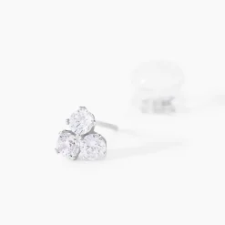 Histoire d'Or Boucles D'oreilles Puces Eleanor Fleur Or Blanc Oxyde De Zirconium Sale