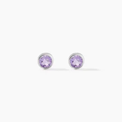 Histoire d'Or Boucles D'oreilles Puces Edy Serti Clos Or Blanc Amethyste or blanc amethyste violette Discount